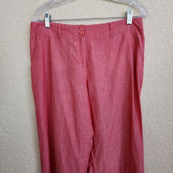 LOUIS FERAUD Women's Linen Virgin Wool Blend Straight Leg Knit Pants SIZE 12 EUC - Picture 3 of 12